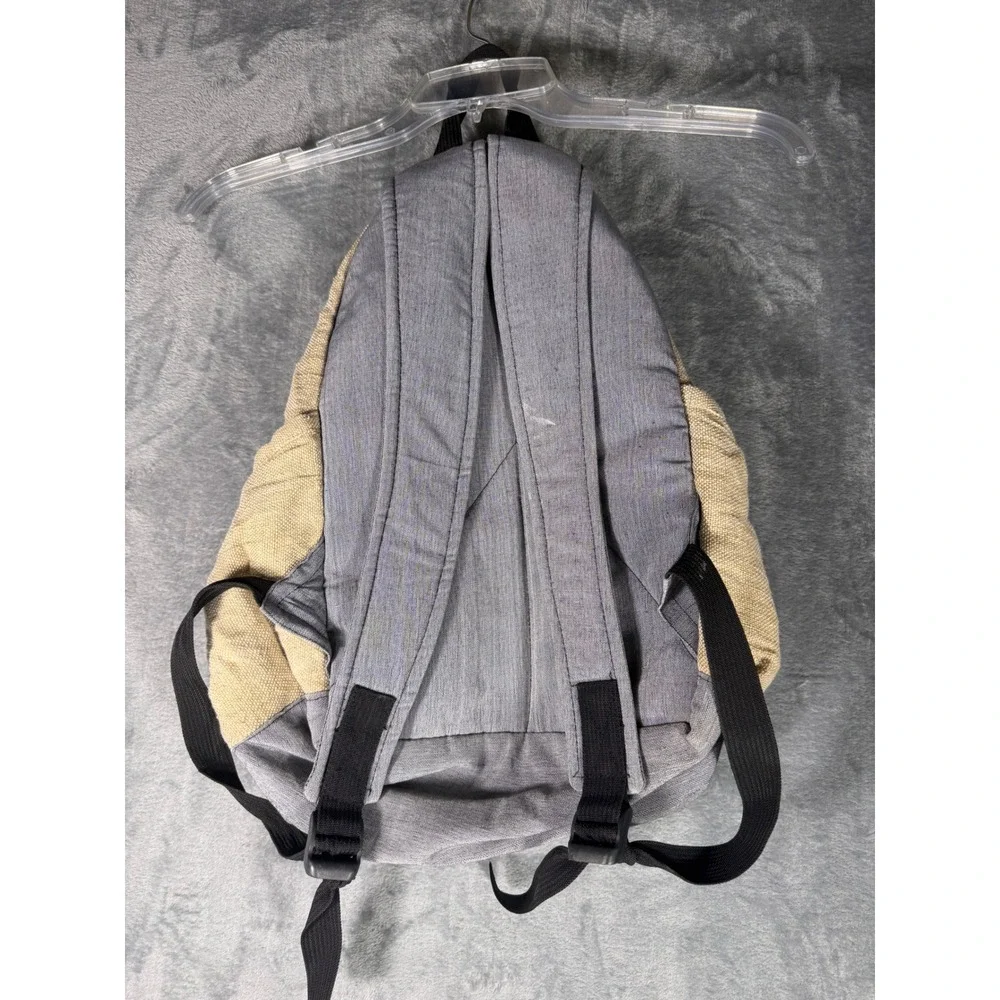Himalayan Hemp Woven Boho Backpack Made in Nepal Tan Grey Multicolor